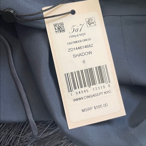 NWT Cinq a Sept 100% Silk Eastwood Blue Fringe Dress Size 6 New - Picture 5 of 5